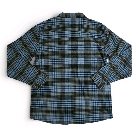 Airwalk Men's Large Plaid Button Flannel Shirt Blue Green Black Check Pockets - Picture 4 of 8